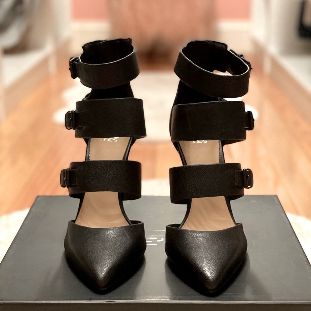 Joe’s Jeans Black Leather Stiletto Heels